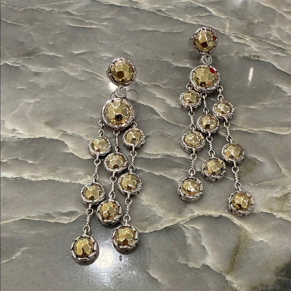 Elegant Gold and Silver Dangle Earrings